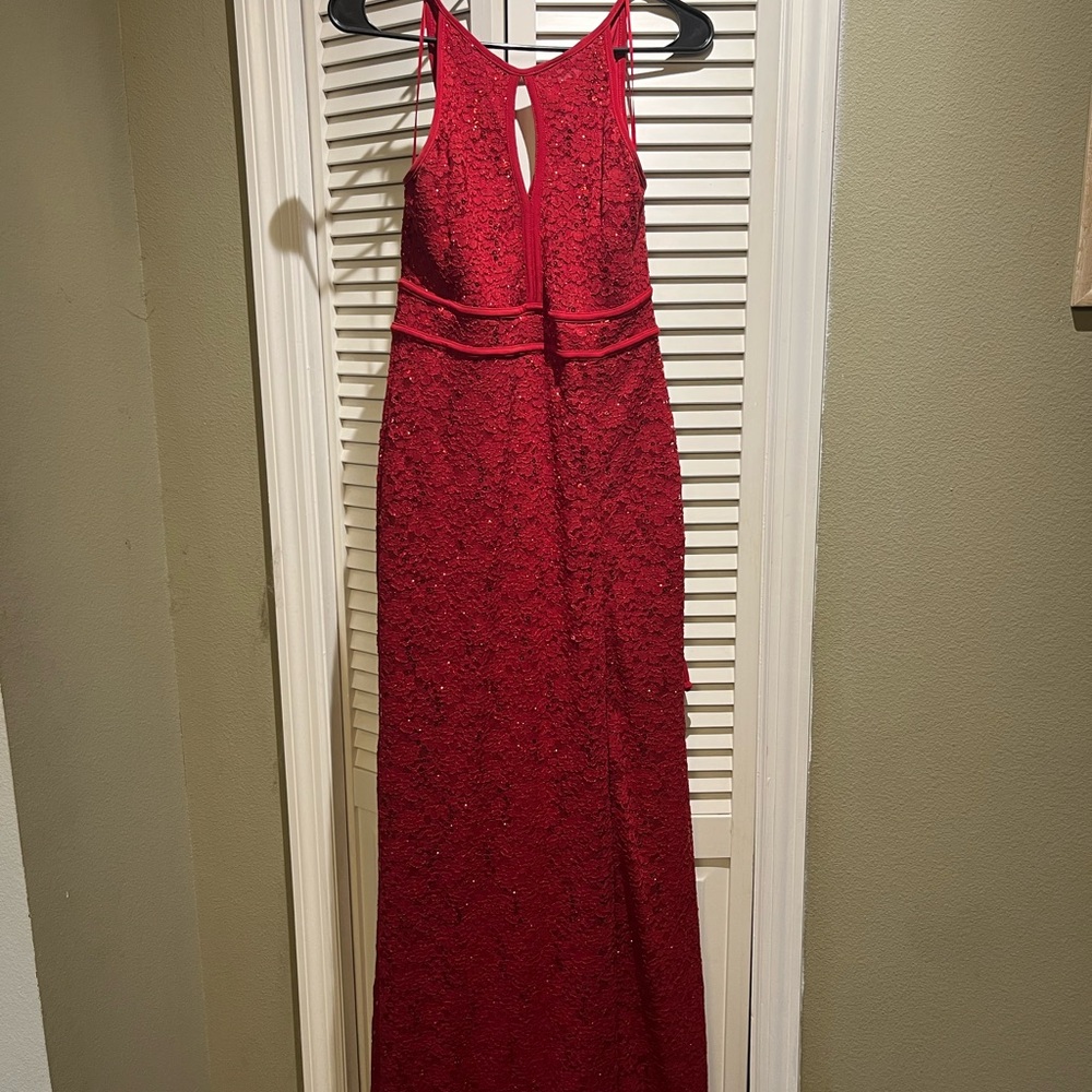 Night Way Collections Red Backless Lace Dress